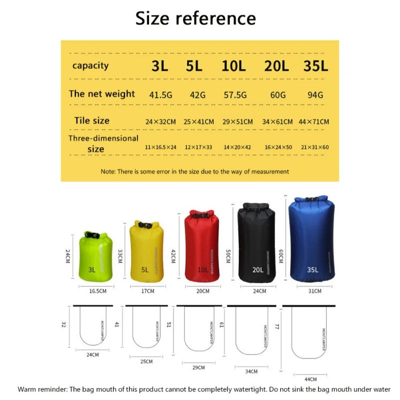 3/5/10/20/35L Dry Bag Sack Nylon Ultralight Drifting Swimming Clothes Storage Bag Pack Waterproof Rafting Kayaking Sport Bag