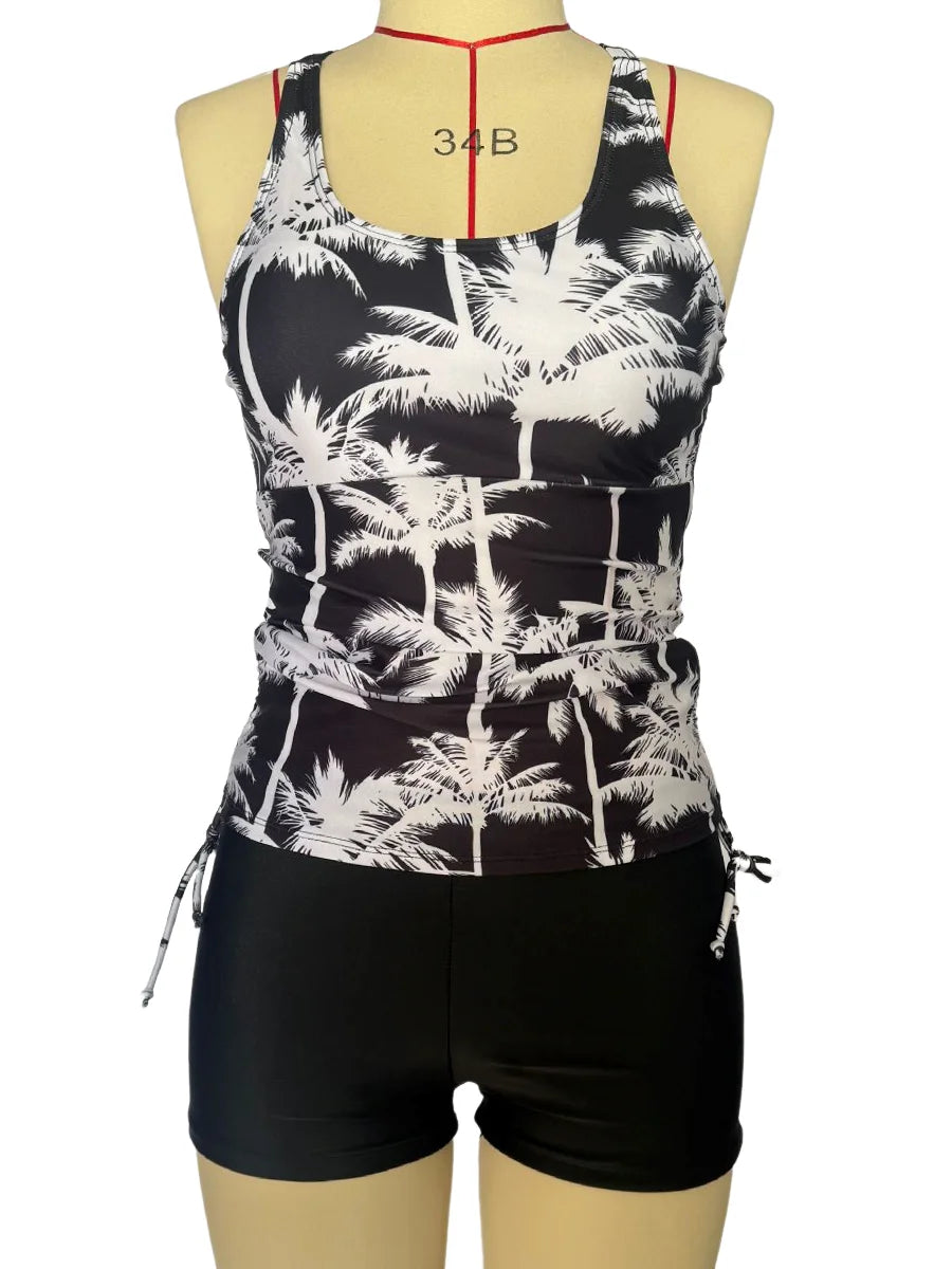 Tankini Two Piece Swimsuit Women Printed Swimwear Female Bathers Bathing Swimming Swim Suit Beach Wear XXL