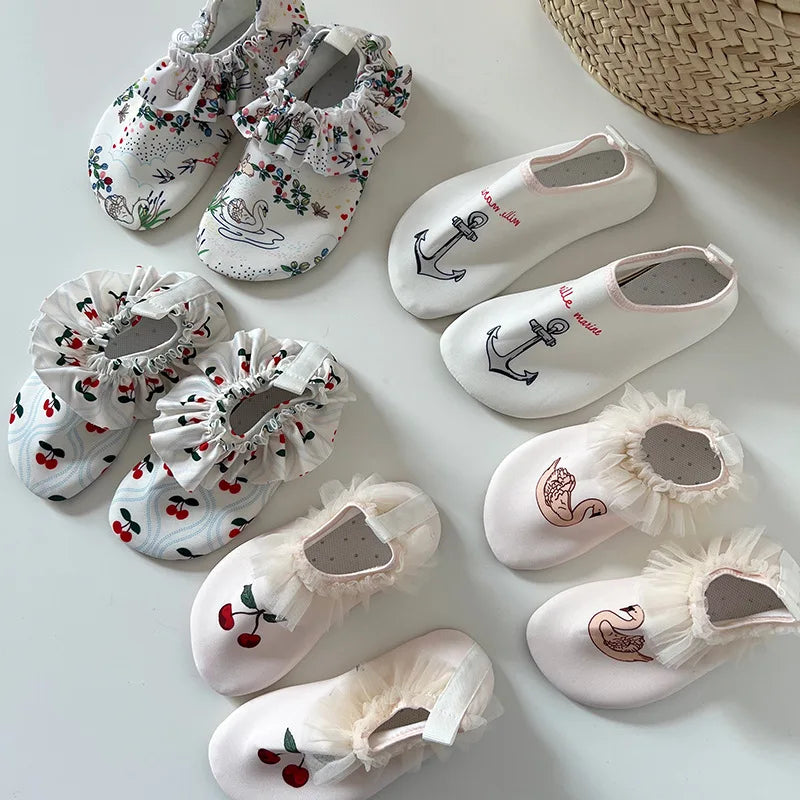 2026 Summer Children Swimming Shoes Cartoon Printed Non-slip Quick-Dry Boys Girls Beach Water Playground Sandals Shoes