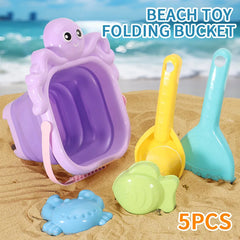 Beach Toys for Kids Sand Toys Set for Toddlers Sandbox Toys with Collapsible Bucket Shovel Rake Set Sand Molds Summer Outdoor