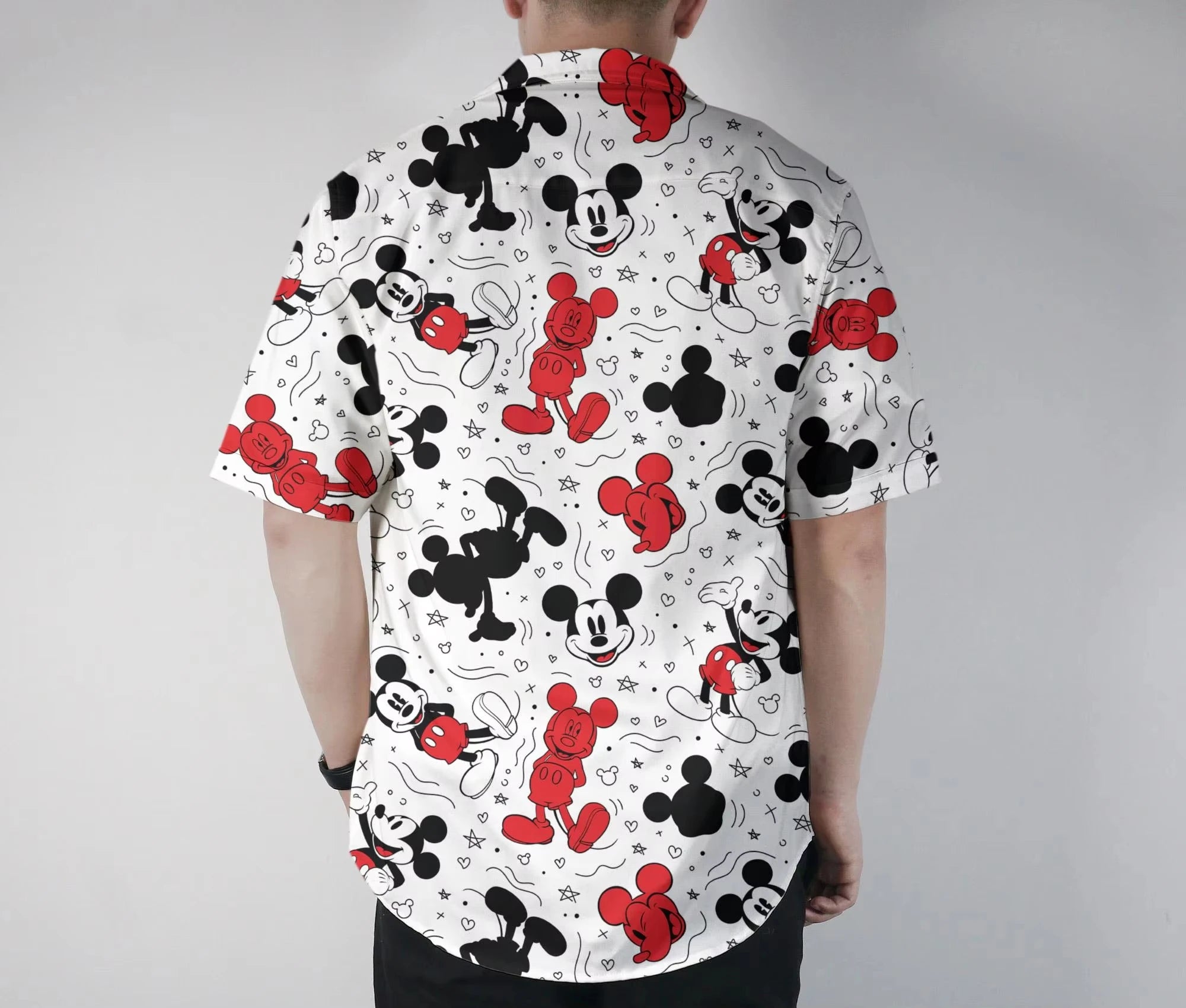 Summer Hot Selling Cute Mickey Minnie Casual Couple Parent Child Black Shirt Adult Children Fashionable Seaside Vacation Style