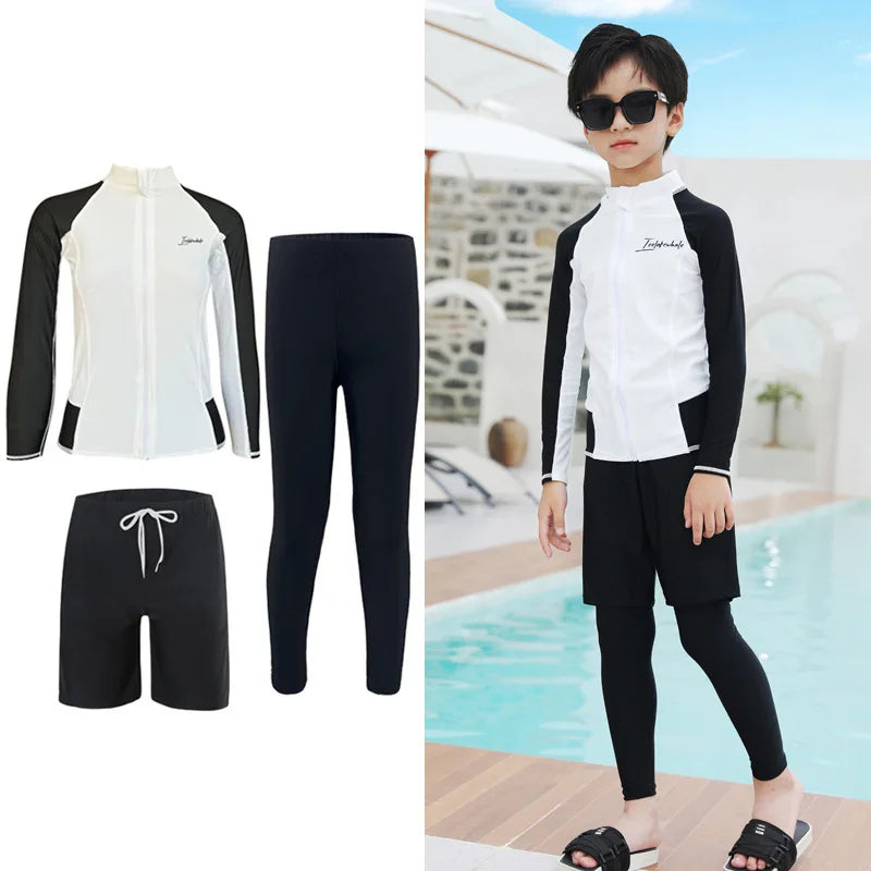 Girls Boy Rash Guards Long Sleeve Swimsuit Youth Kids Sun Protection Fishing Water Beach Surfing Sunsuit Quick Dry Bathing Suit