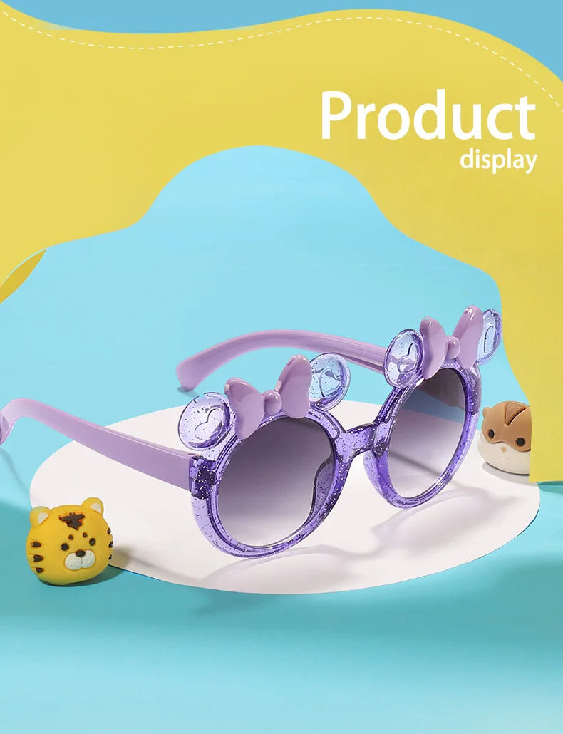 2025 Cartoon Cute Photo Concave Shaped Glasses Children's Bow Candy Colored Sunglasses For Girls, Trendy Sunglasses,