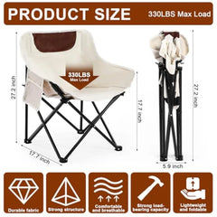 Camping Chairs Outdoor Lightweight Folding Portable Chair for Beach Travel Hiking, Beige Polyester with Aluminum Frame, Support