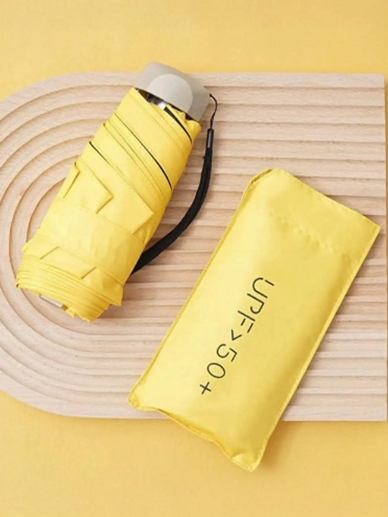 7.5 Inch/19cm Mini Folding Umbrella, Portable Outdoor Sun Umbrella, UV Protection Sunshade Umbrella With Carrying Bag, Sunscreen, 6 Ribs + Thickened Black Waterproof Coating, Ideal For Outdoor, Travel, Summer Sunscreen, Windp