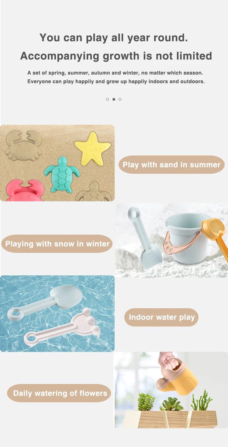9 Piece Beach Sand Toys, Durable Sand Bucket with Shovel Tool, Thickened Material, Sand Castle Outdoor Play Set Birthday Present