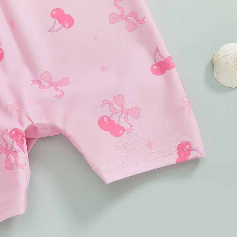 0-3Years Baby Boy Girl Rash Guard Swimsuits Fashion Print Short Sleeve Zip Up Rompers Bathing Suit Toddlers Swimwears Beachwear