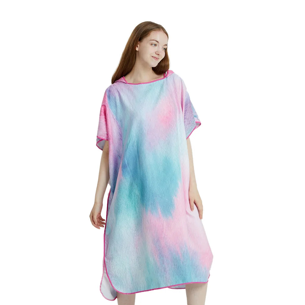 Surf Poncho Towel Poncho Quick-Dry Towel Hoodie Microfiber Beach Robe Changing Poncho Swim Towel Beach Poncho For Adults (A4)