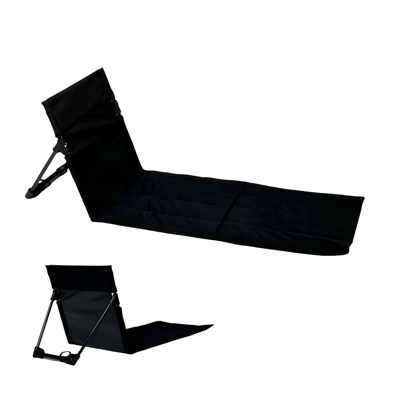 Foldable Outdoor Lazy Chair with Backrest Cushion, Portable Camping Beach Chair for Garden Park Picnic Travel