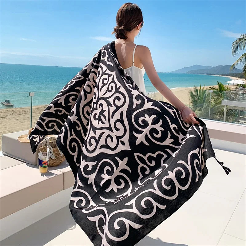 20 Styles 90x180cm Cotton Linen Summer Beach Dress Bikini Cover-ups Sarong Wrap Scarf Women Brazilian Swimsuit Bathing Cover Up