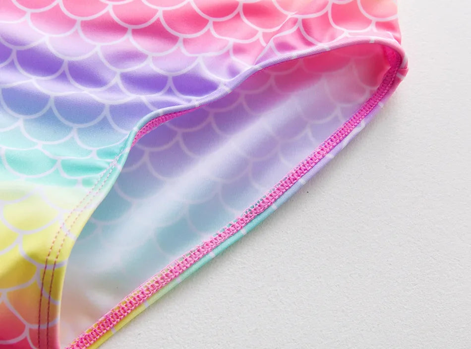 Girls Swimsuit One-Piece Mermaid Fish Scale Unicorn Children's Swimwear Girls Beachwear 2 3 4 5 6 7 8 Years