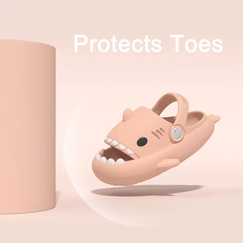 Children Sandals Kids Slippers Shoes Cartoon Shark Summer Boys Girls Baby Thick Soft Sole Non-slip
