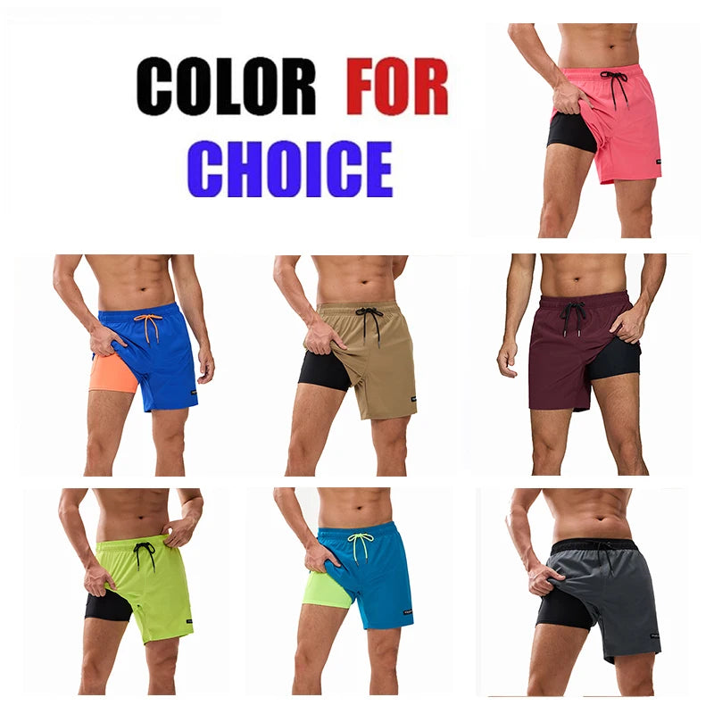 ESCATCH 2026 Latest Mens Shorts Breathable Long Lining Quick-Dry Sports Swim Traje De Baño Hombre Zipper Pockets Beach Shorts