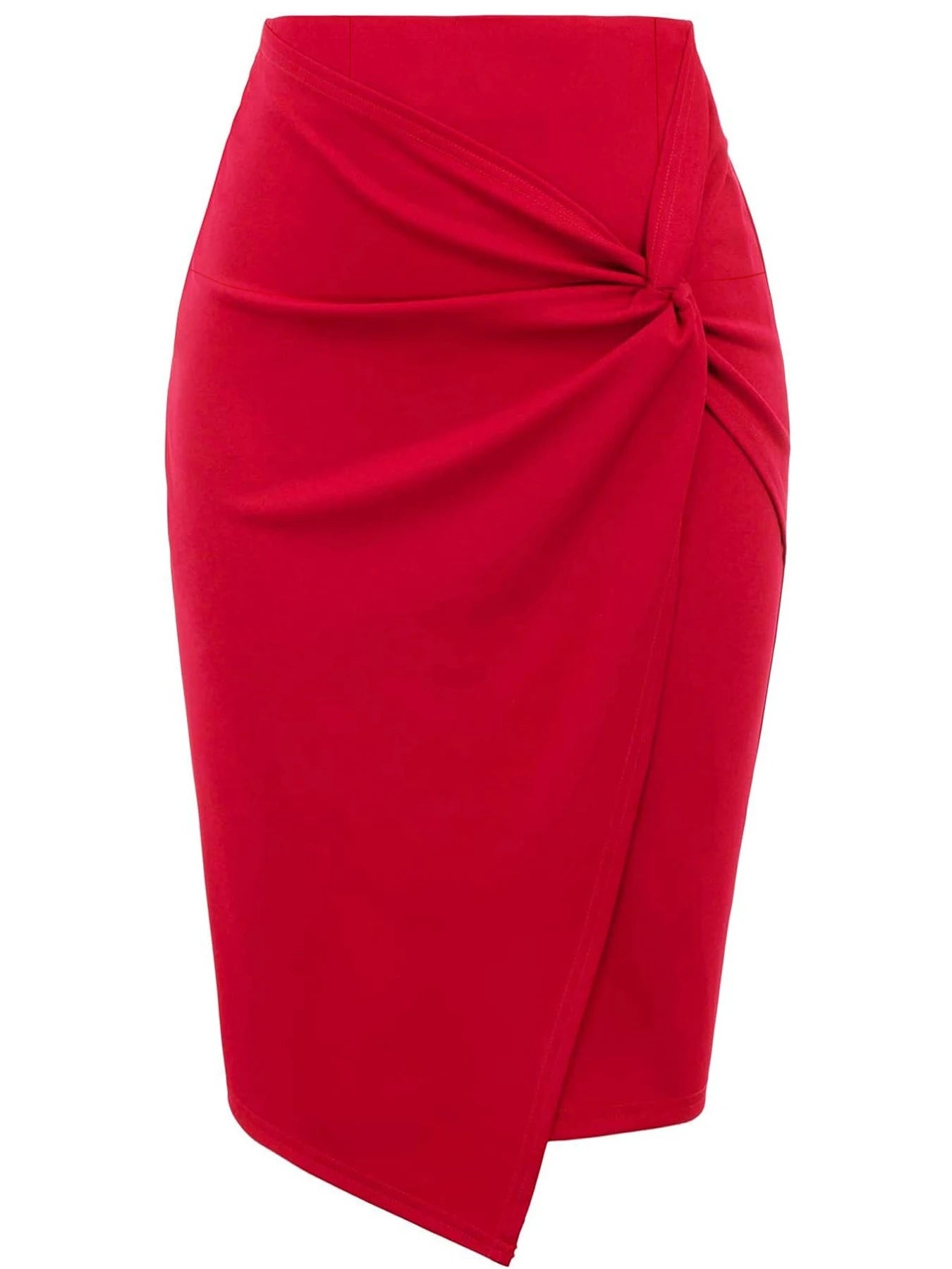 Women Wear to Work Pencil Skirts for Women Elastic High Waist Wrap Twist Front Knee Length Bodycon Skirt