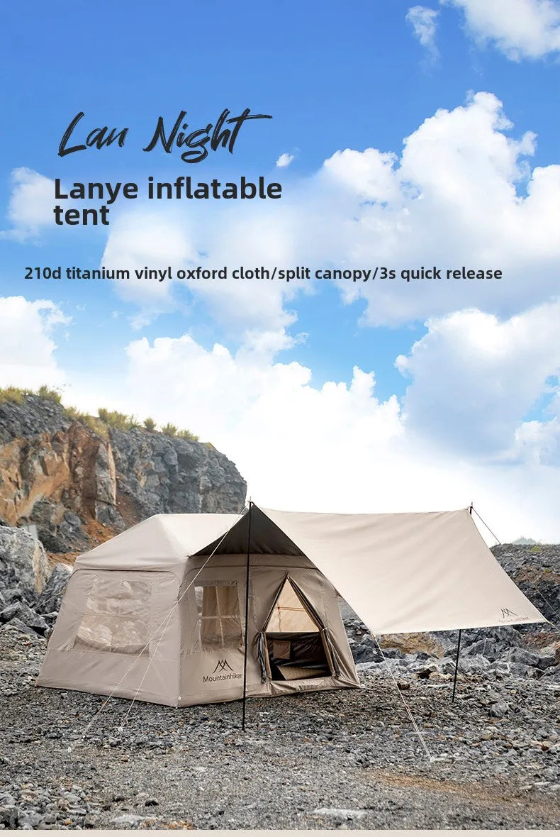 MOUNTAINHIKER 3-5 Person Portable Camping Tent Waterproof Family Beach Tent Quick Opening, Anti-UV Hand Air Pump Inflatable Tent