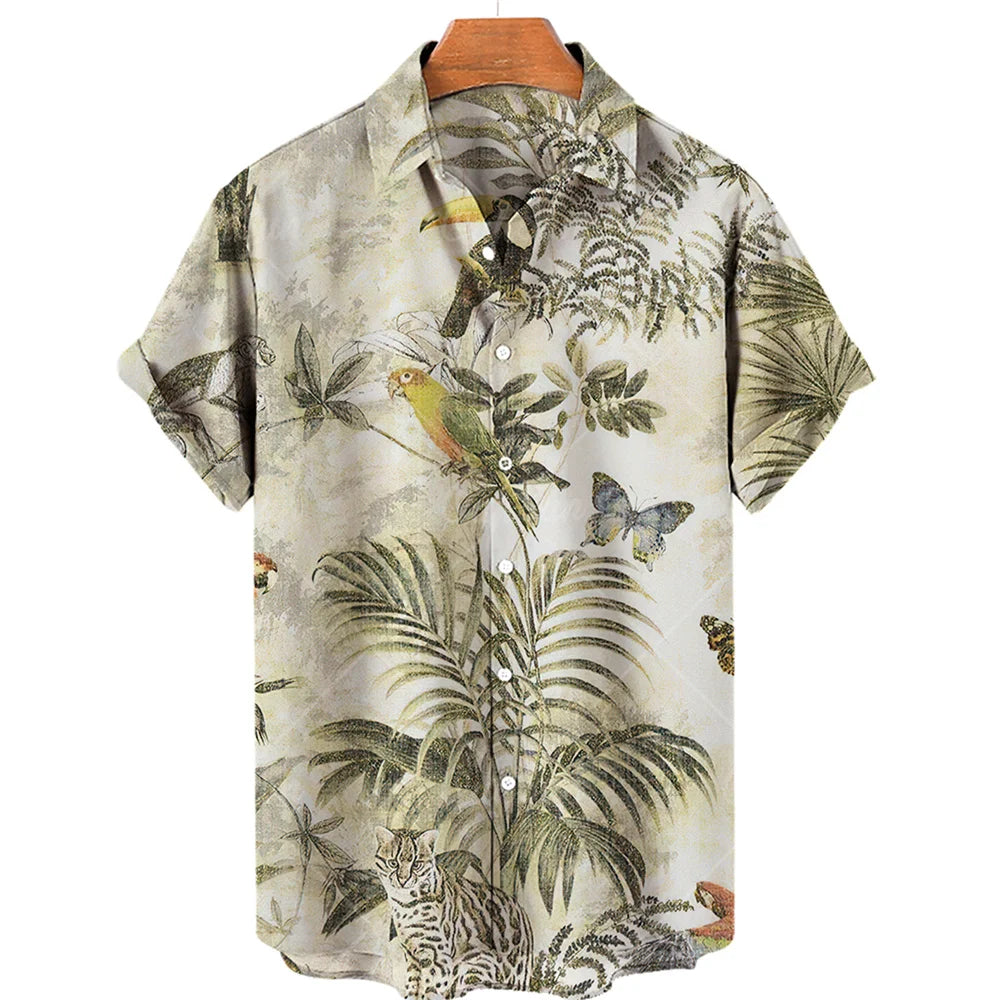 Men's Casual 3D Printed Summer Clothing, Hawaiian Short-Sleeved High-Quality Three-Dimensional Shirt