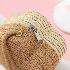 Summer Travel Children's Straw Shoulder Bags Flower Knitted Baby Girls Beach Coin Purse Seaside Cute Kids Woven Crossbody Bag