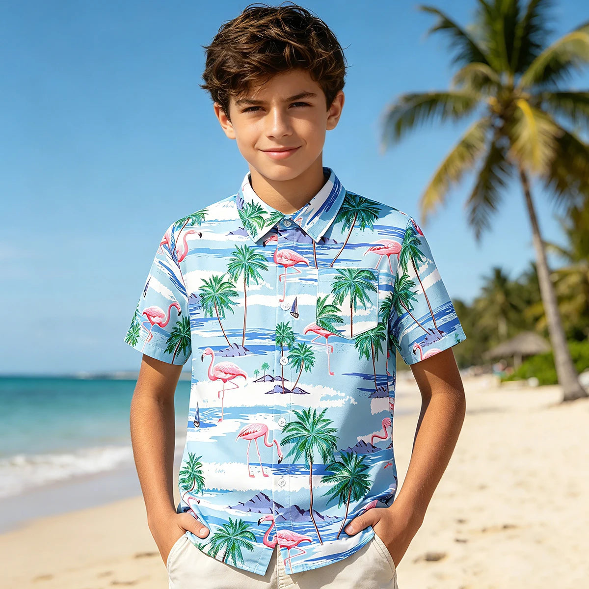 Boys Hawaiian Shirt Kids Summer Beach School Gift Casual Top Teenager Novelty Fashion Daily Holiday Birthday Tee