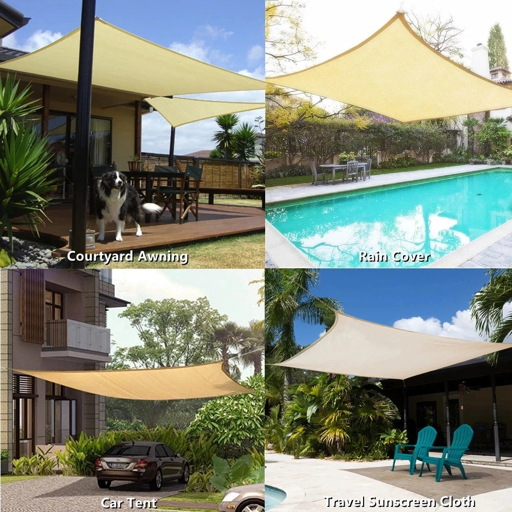420D Waterproof Square Rectangular Shade sail, Outdoor Garden Swimming Pool Awning, Camping Hiking Sun shelter