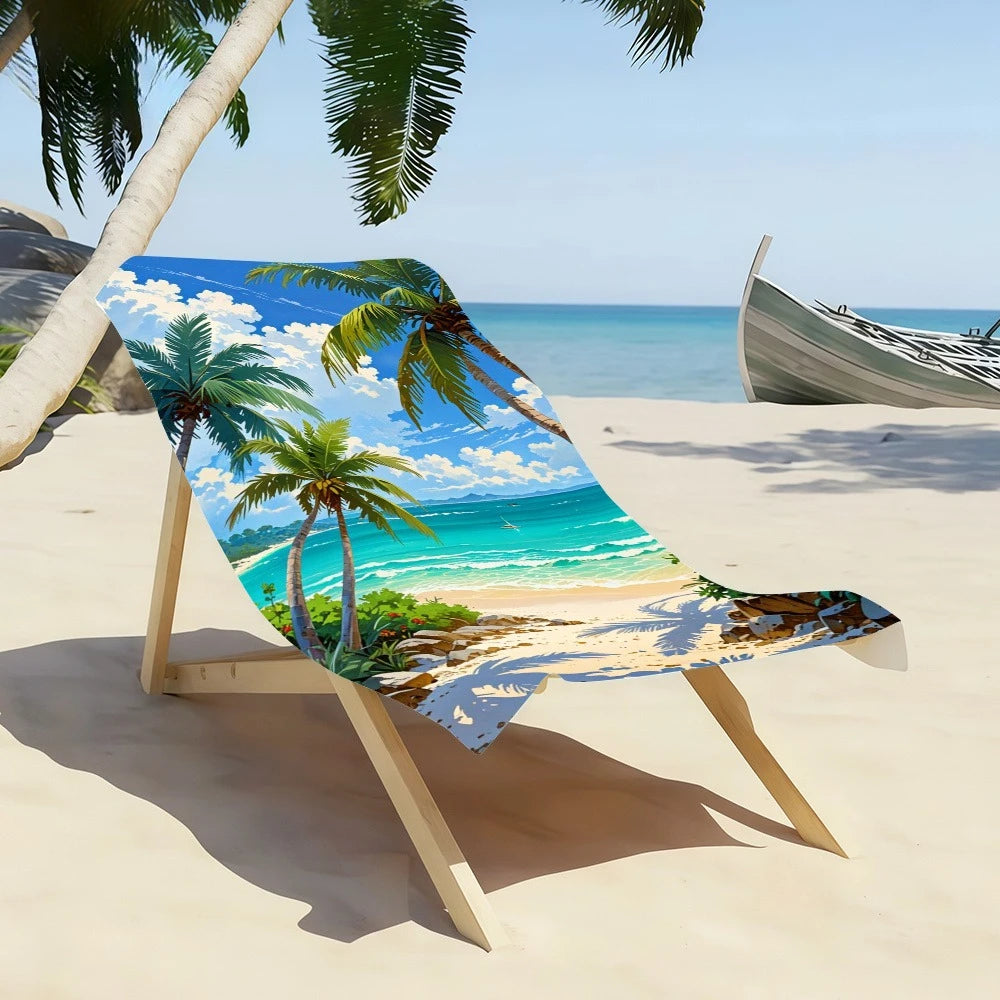 Tropical Palm Tree Beach Print Towel Summer Ocean Quick Dry Towel for Beach Swimming Pool Travel Camping Gym Daily Outdoor Uses