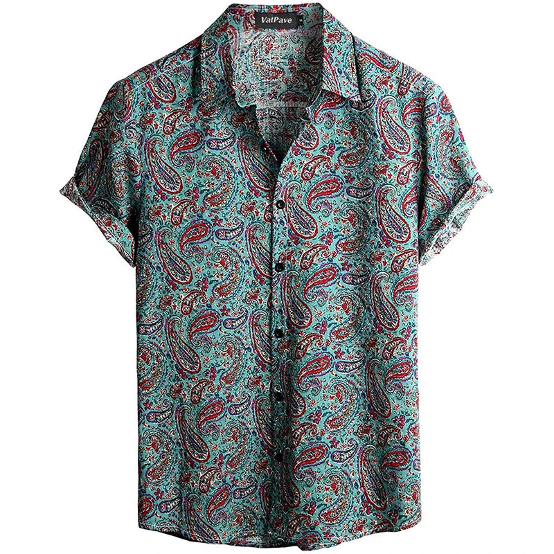 Mens Casual Hawaiian Floral Shirts 3D Full Print Short Sleeve Button Down Tropical Beach For Men Camisa Manga Masculina