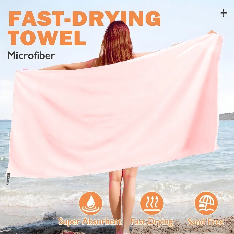 1PC Baby Pink Microfiber Towel Perfect Travel Gym Camping Towel Quick Dry Super Absorbent  Ultra Compact Lightweight Beach Towel