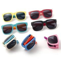 Kids Sunglasses for Toddler Boys and Girls Foldable Sunglasses Children Eyewear Square Frame Travel Goggle UV 400 Shades Eyewear