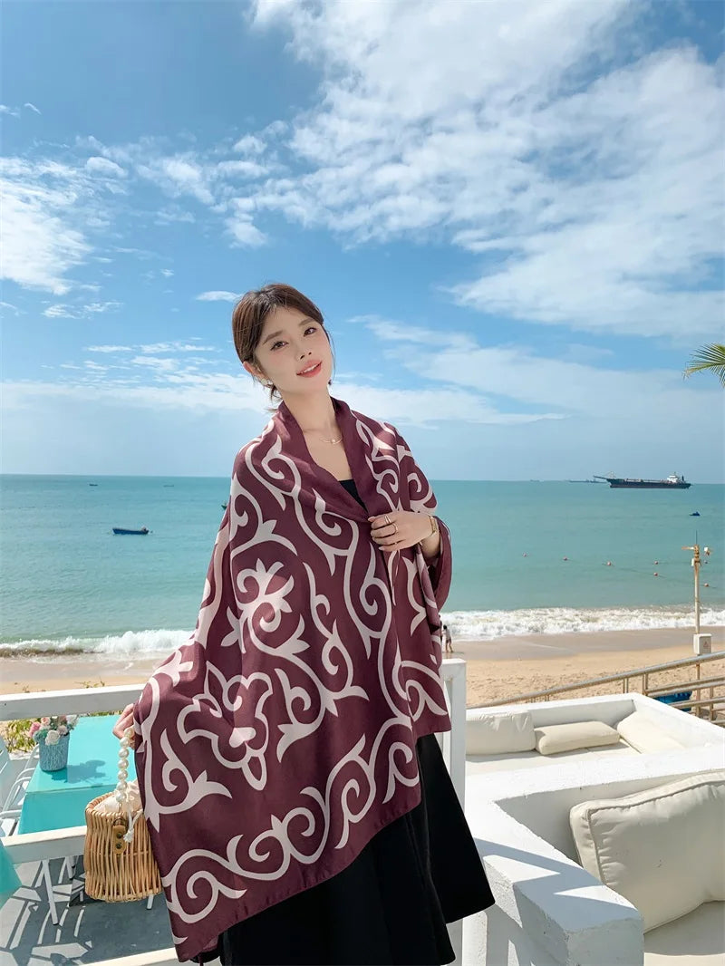 20 Styles 90x180cm Cotton Linen Summer Beach Dress Bikini Cover-ups Sarong Wrap Scarf Women Brazilian Swimsuit Bathing Cover Up