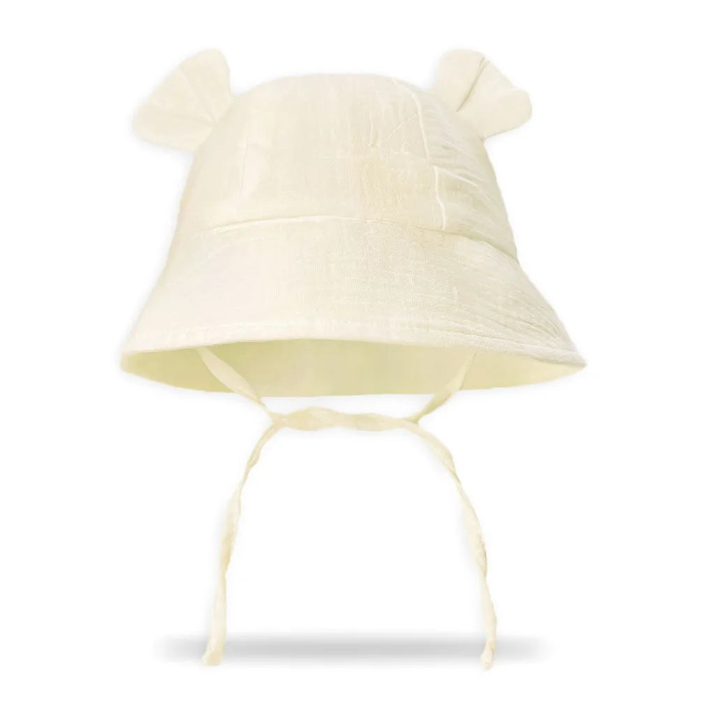 INS Summer Baby Solid Color Gauze Basin Hat New Rabbit Ear Fisherman Hat for Kids Sun Hat