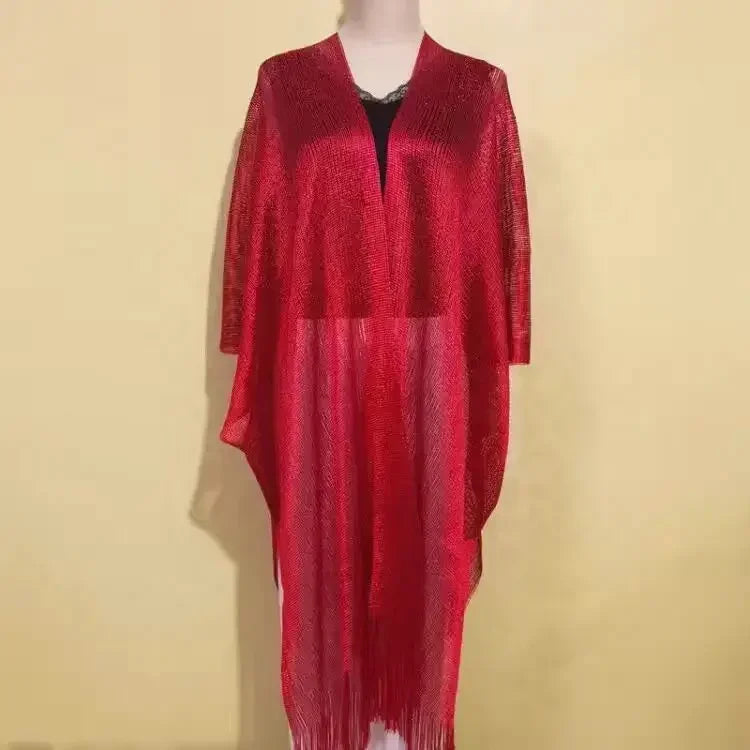 Sexy Fringe Tassel Sheer Knitted Beach Cover Up Dress Shiny Mesh Tunic for Women Swimwear Mesh Cover Lightweight Beach Dress
