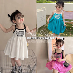 2026 Summer Girls Cute Print One Piece Suspender Dress Casual Design