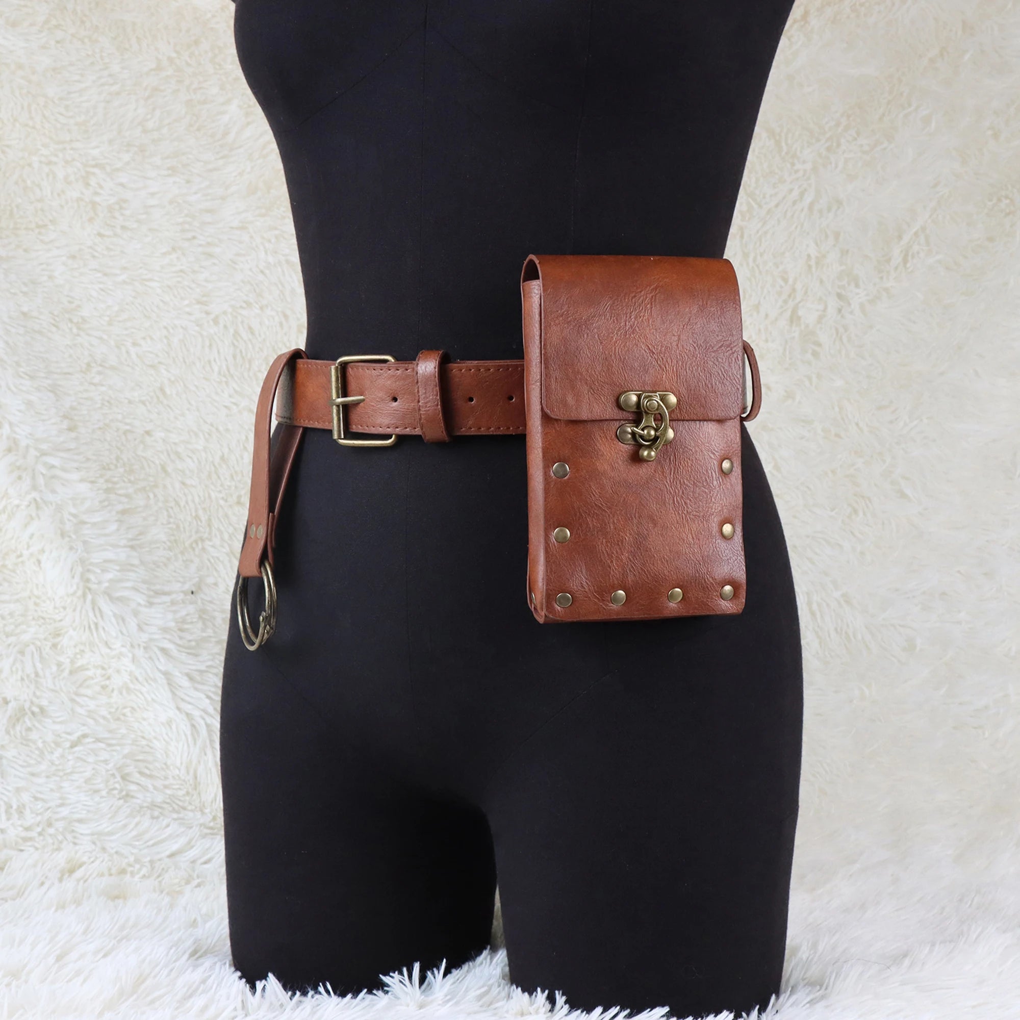 4PCS/1PCS MedievalCosplayLeather Belt Copper Coin Waist Bag Renaissance Dress Steam Belt Role Playing Halloween Belt Set Cosplay