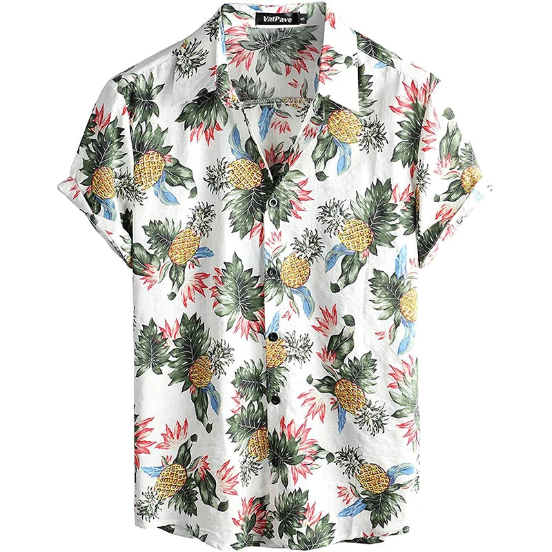 Mens Casual Hawaiian Floral Shirts 3D Full Print Short Sleeve Button Down Tropical Beach For Men Camisa Manga Masculina