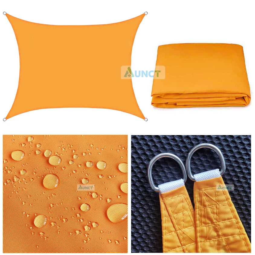 420D Waterproof Square Rectangular Shade sail, Outdoor Garden Swimming Pool Awning, Camping Hiking Sun shelter
