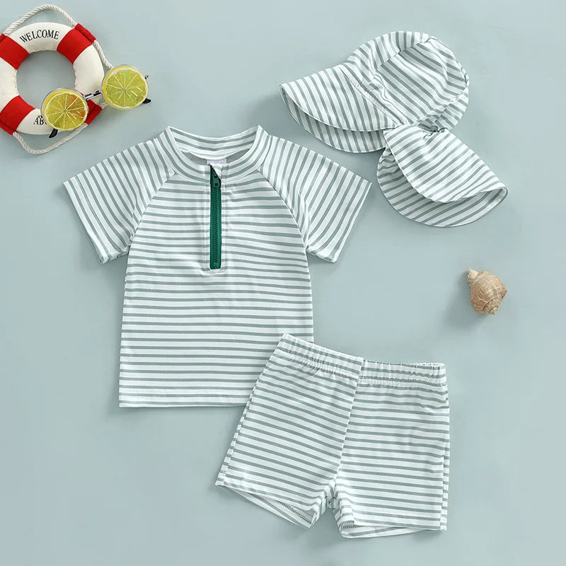 Baby Toddler Boys Swimsuit Infant Girl Swimsuits 6 12 18 24M 2T 3T 4T Bathing Suit Swimwear 3Pcs Set Rash Guard Hat