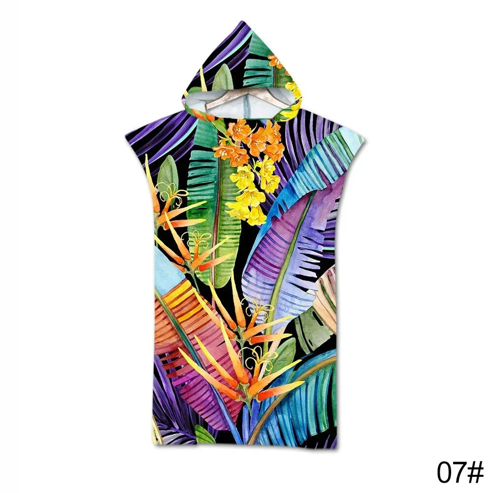 Printed Hooded Beach Towel For Adults Child Quick Dry Swimming Pool Poncho Bath Towel With Cloak Bathrobe Swimming Towels