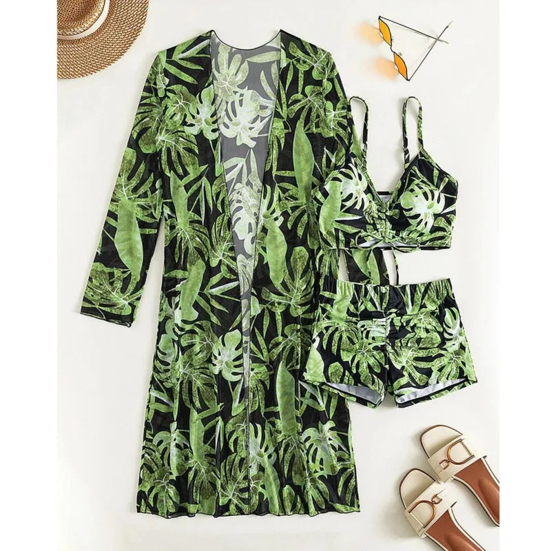 Print Three-Piece Swimsuits Tankini Sets Female Swimwear Push Up For Beach Wear Bathing Suits Pool Women's Swimming Suit
