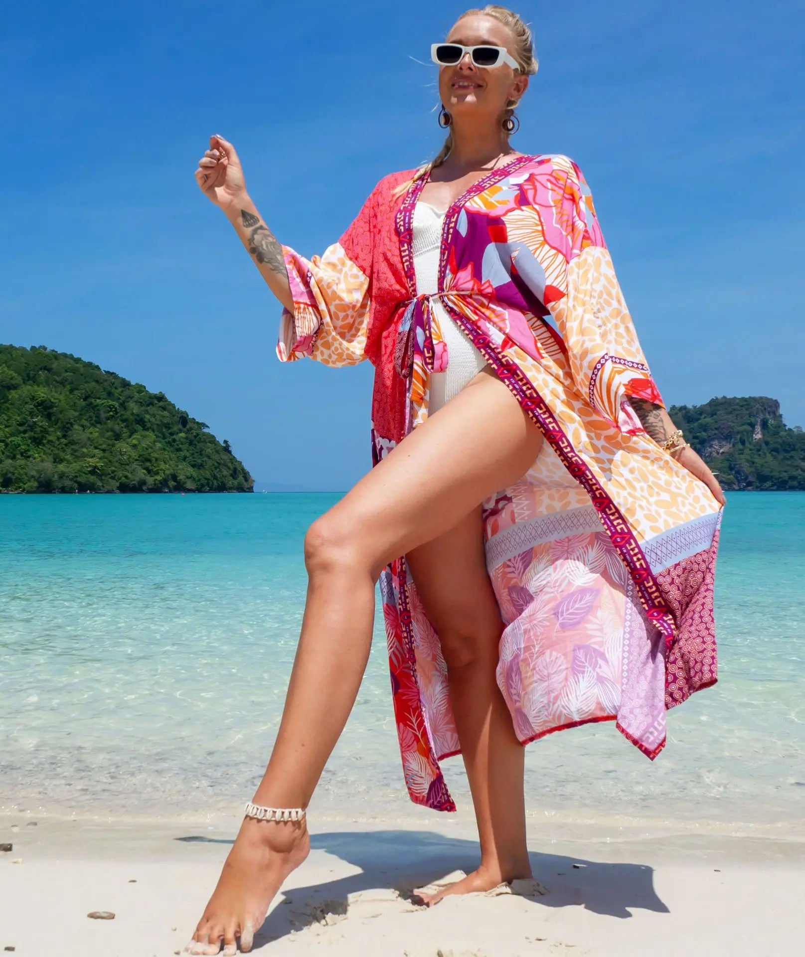 Swimsuit Cover Up Printed Kimono for Sea Boho Coverup Long Luxury Beach Outings Belted Swimwear Cape Holiday Bathing Suits Sales