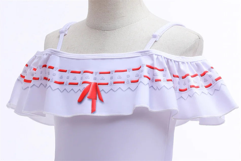 Encanto Cosplay Mirabel Isabela 2Pcs Tops Skirt Set Girls Dolores Luisa Pepa Bikini Swimwear Children Print Beachwear Costumes