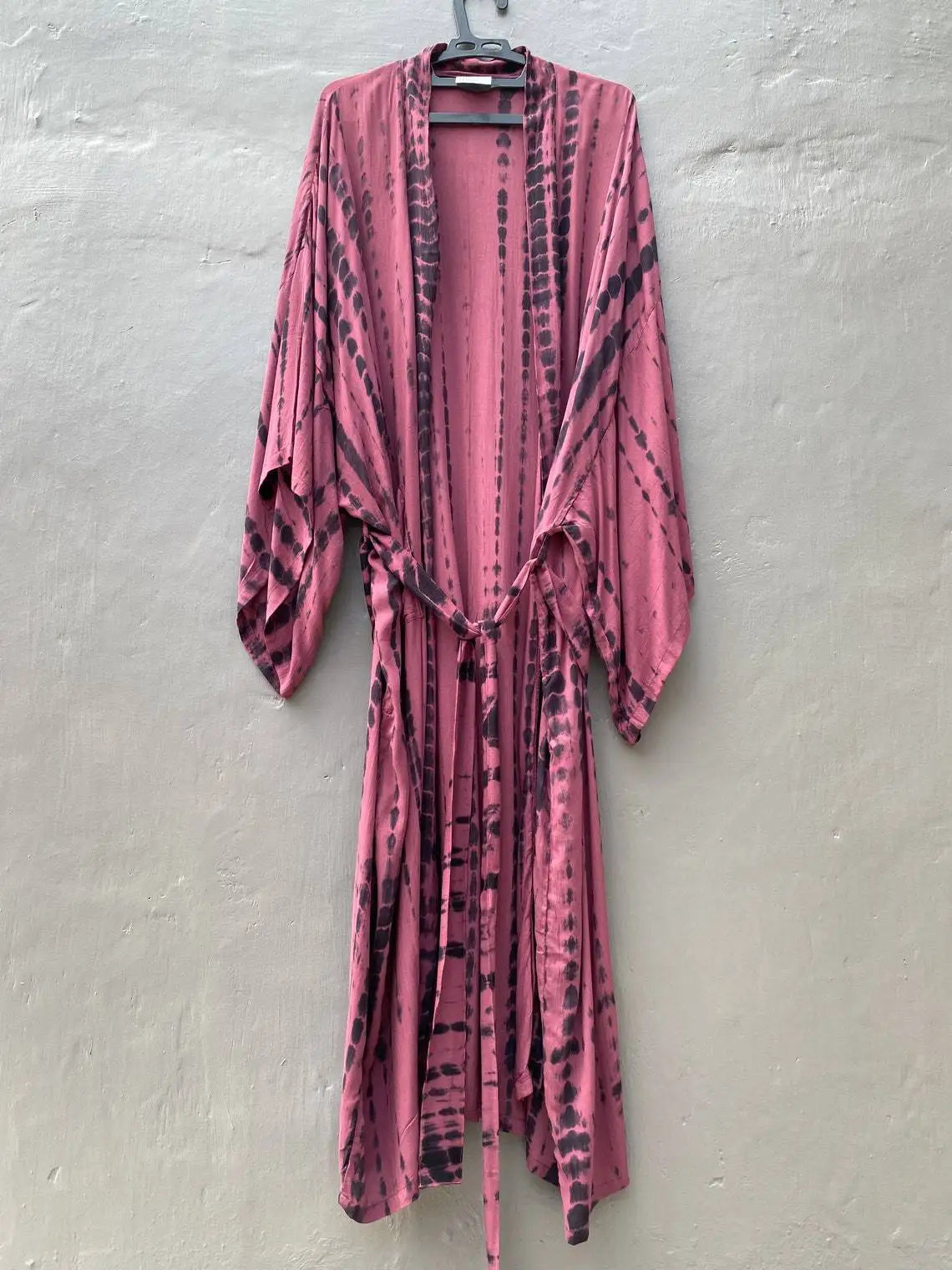 Women's Boho Stripe Tie Dye Swimsuit Cover Up with Belt Tunic Sarong Cardigan Dress Bikini Cover-ups Beach Wear Kimono