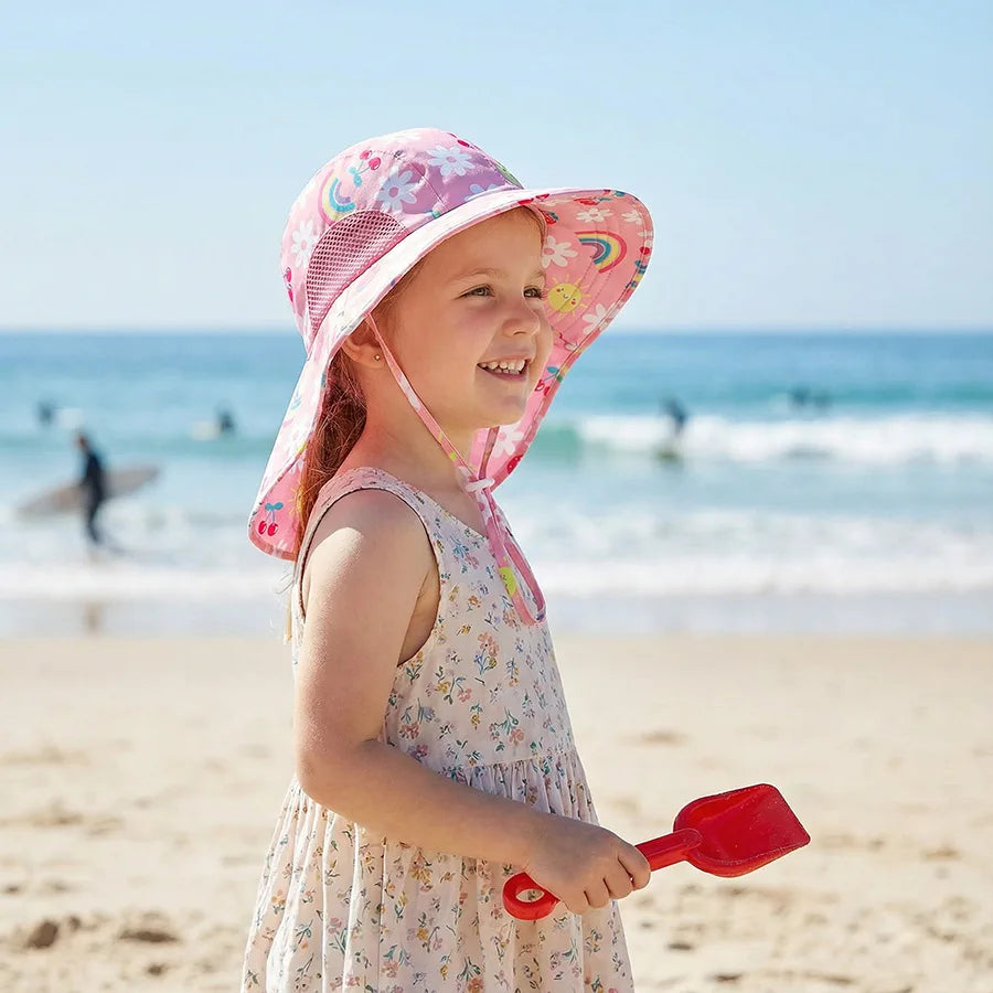 Side Net Fabric Children's Sun Hat with Side Mesh, Sun Hat for Protection From The Sun, Sunshade Shawl Hat, Original Large Brim