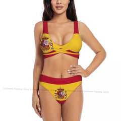 The Push-Up Bikini Women Sexy Separate Swimsuit Spain Flag Two-piece Beachwear