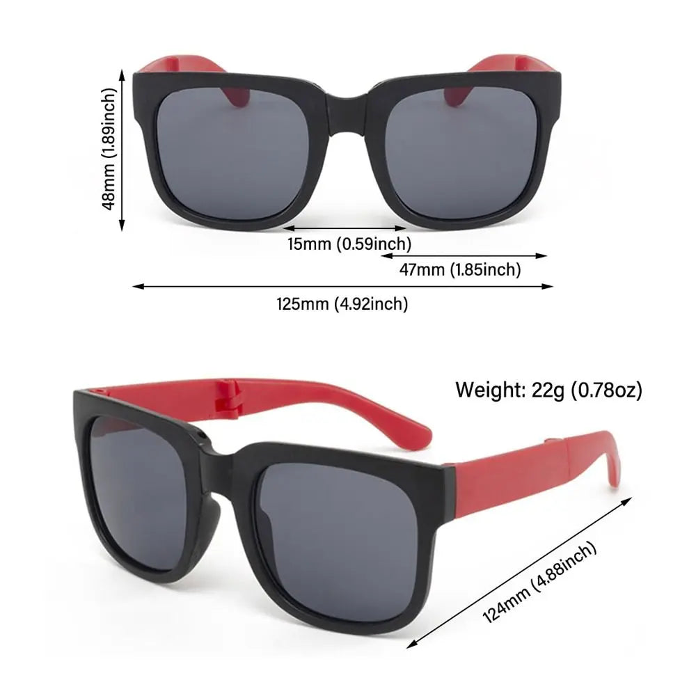 Kids Sunglasses for Toddler Boys and Girls Foldable Sunglasses Children Eyewear Square Frame Travel Goggle UV 400 Shades Eyewear