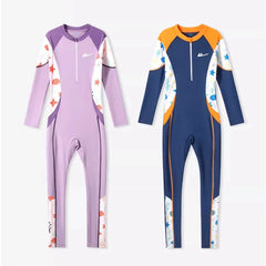 Girls And Boys Swimwear One Piece Long Sleeve Swimsuit Kids UV Protection Front Zipper Children Swimming Suit Summer Beachwear