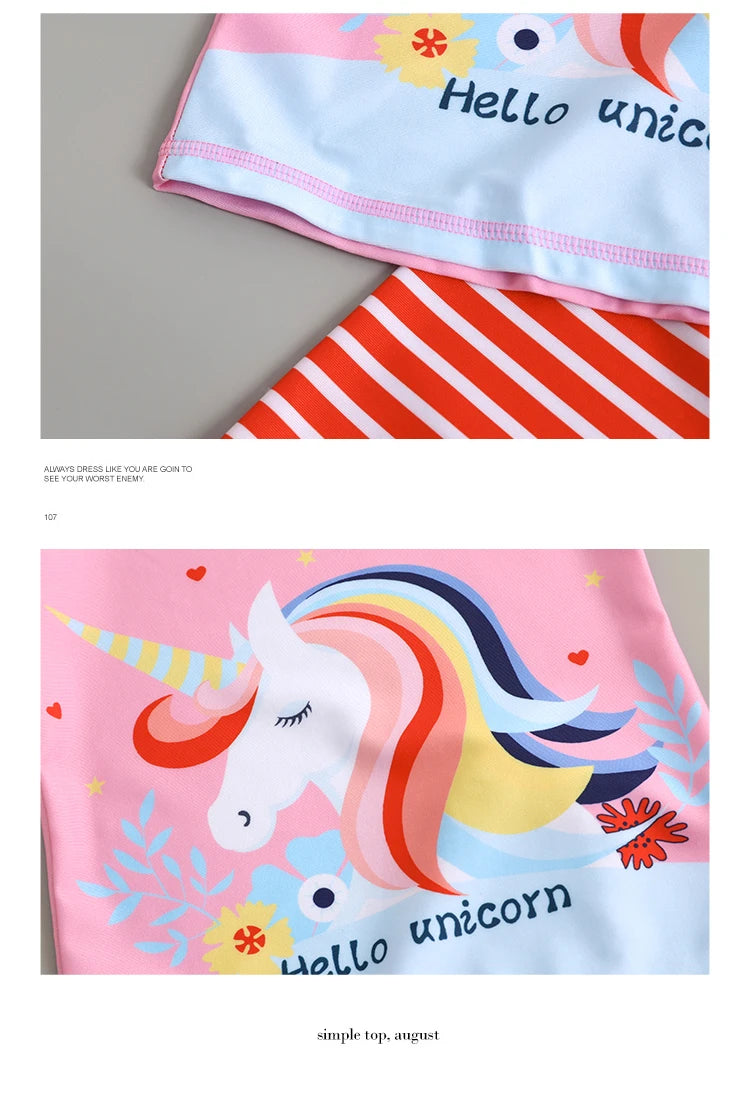 Boys Girls Cartoon Cute Swimwear Spring Summer Beach Clothing Set Sun Protection Long Sleeve Swimming Suits Kids Bathing Suit
