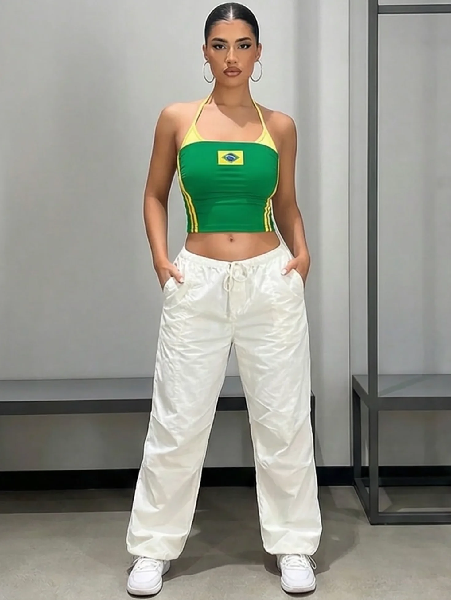 Women’s short vest, spaghetti strap vest.