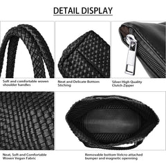 Woven Tote Bag Womens Purse Vegan Leather Shoulder Handbags - Fashion Summer Beach Tote Bags - Large Travel Totes