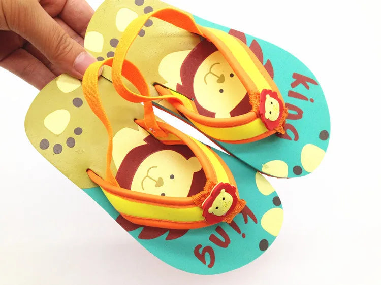 2026 Summer Children Cute Cartoon Animal Slippers Beach Shoes Kids Flip Flops Elastic Band Anti-slip Sandals Boys Girls Slippers