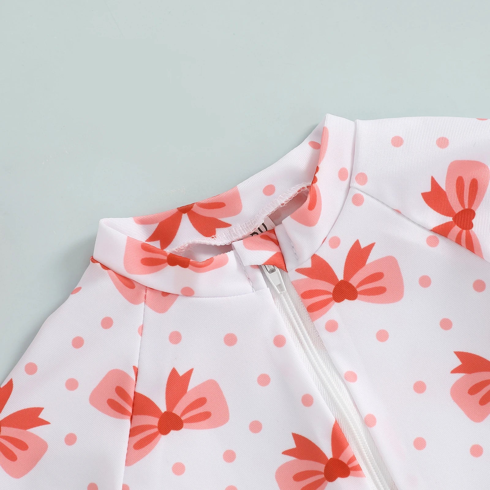 Summer Toddler Baby Girl Short Sleeve Swimwear Bathing Suit Infant Rash Guard Swimsuit Kids Cherry/Bow Print Zipper Beachwear