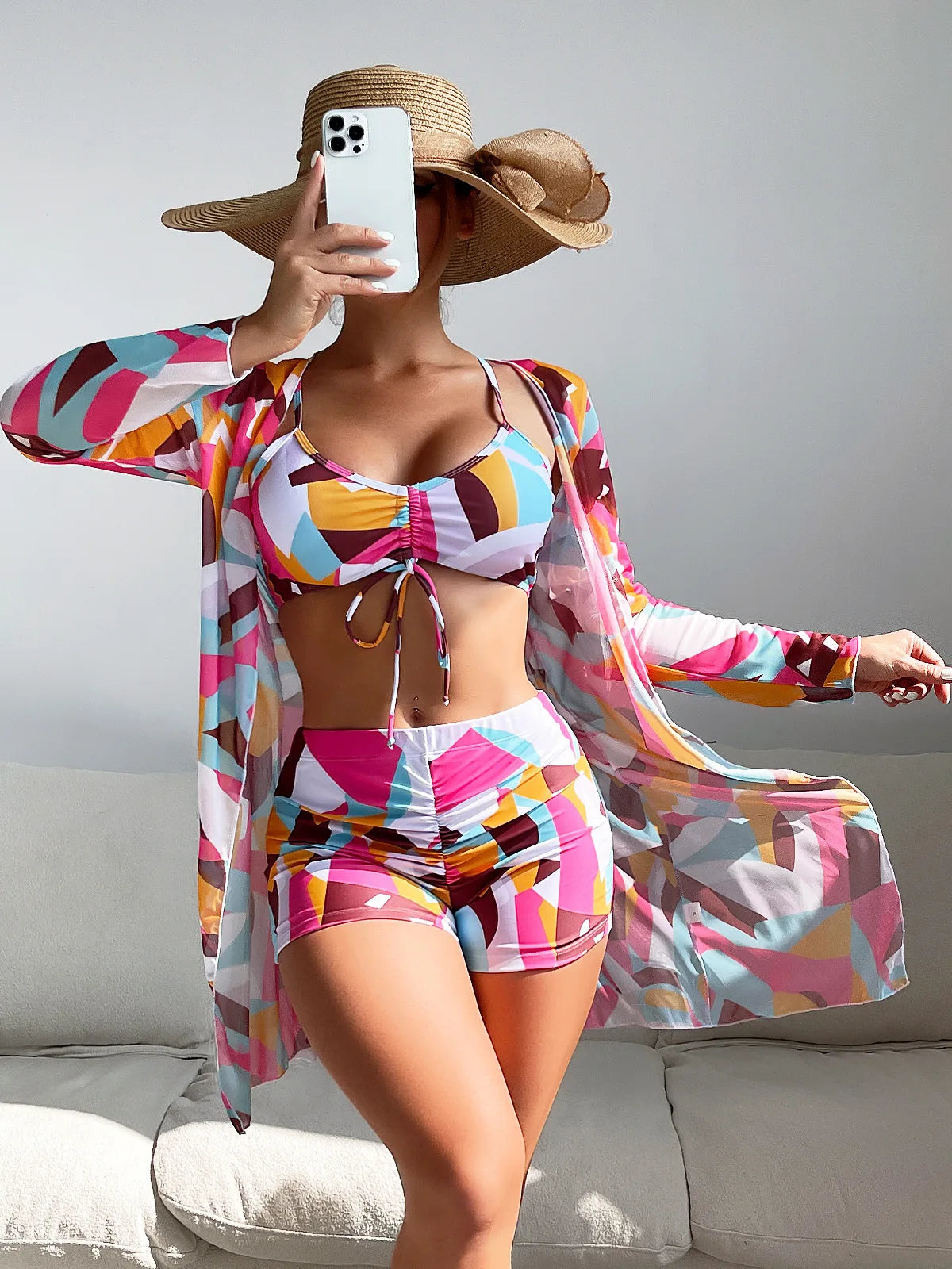 Print Three-Piece Swimsuits Tankini Sets Female Swimwear Push Up For Beach Wear Bathing Suits Pool Women's Swimming Suit